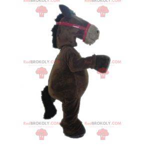 Mascotte de cheval marron et beige géant - Redbrokoly.com