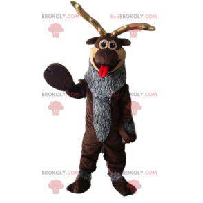 Mascote de rena marrom e cinza. Mascote caribu - Redbrokoly.com