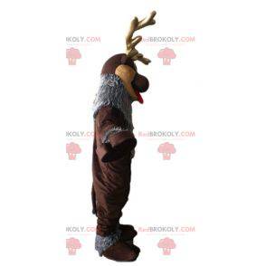 Brun och grå renmaskot. Caribou maskot - Redbrokoly.com