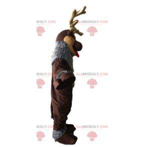 Mascotte de renne marron et gris. Mascotte de caribou -