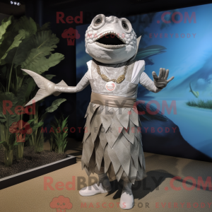 Sølv Piranha maskot kostume...