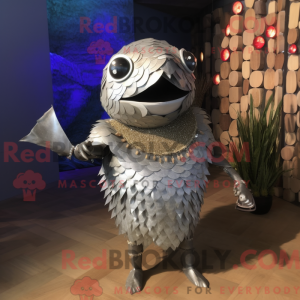 Sølv Piranha maskot kostume...