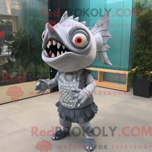 Sølv Piranha maskot kostume...
