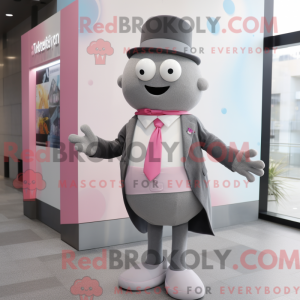 Grijs-roze mascottekostuum...