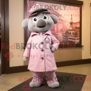 Fantasia de mascote cinza-rosa com casaco e gravatas - Mascotes rosa - REBROKO_215294 - RedBrokoly.com