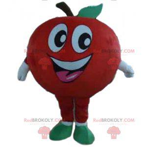 Mascotte de pomme rouge géante et souriante - Redbrokoly.com