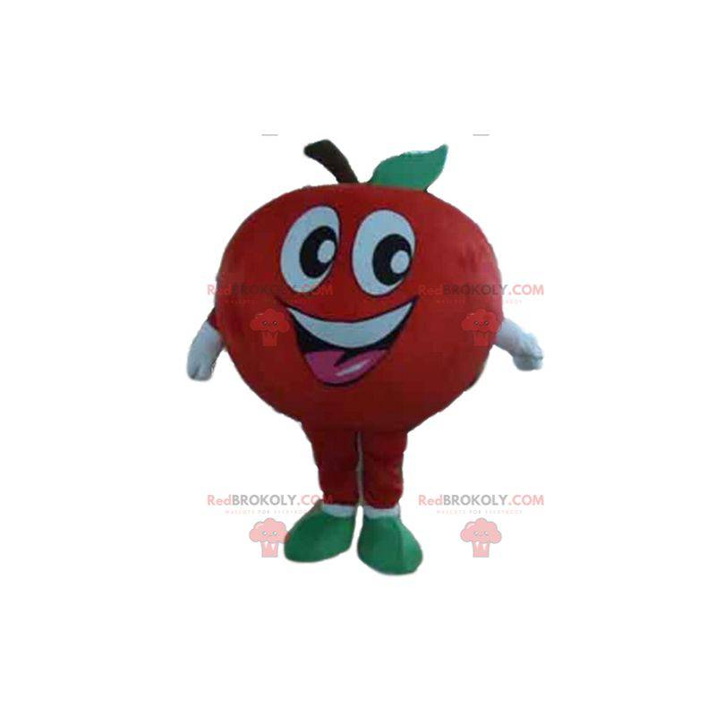 Mascotte de pomme rouge géante et souriante - Redbrokoly.com