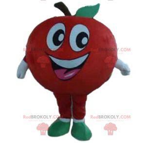 Mascotte de pomme rouge géante et souriante - Redbrokoly.com