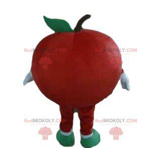 Mascotte de pomme rouge géante et souriante - Redbrokoly.com