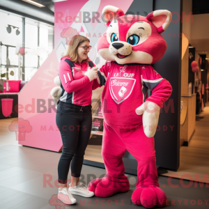 Roze Bobcat-mascottekostuum...