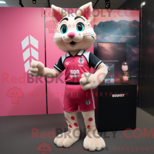 Roze Bobcat-mascottekostuum...