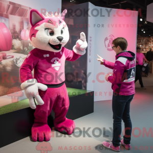Roze Bobcat-mascottekostuum...