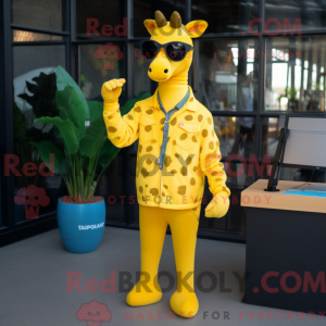 Gul giraff maskot drakt...