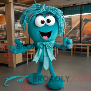 Blågrøn Spaghetti maskot...