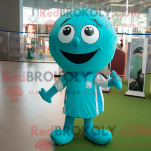 Turquoise voetbal mascotte...