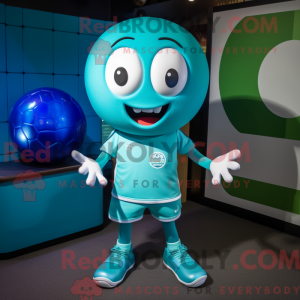 Turquoise voetbal mascotte...