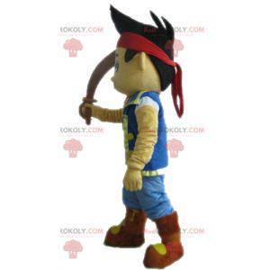 Mascotte de garçon brun habillé en pirate - Redbrokoly.com