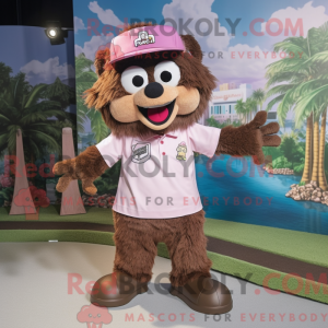 Brown Pink mascot costume...