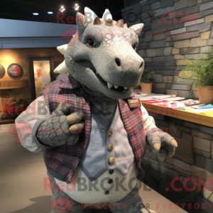 Grå Ankylosaurus maskot...