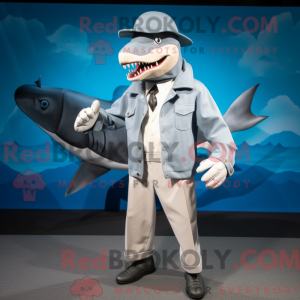 Silver Shark mascot costume...