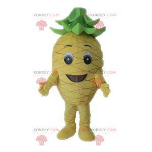 Mascote gigante do abacaxi amarelo e verde. Mascote de frutas -