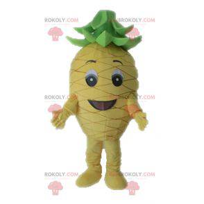 Mascota gigante de piña amarilla y verde. Mascota de fruta -