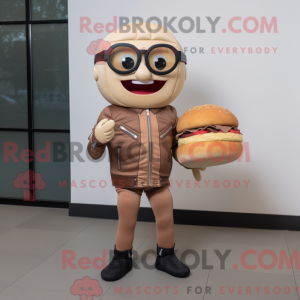 Tan Burgers mascot costume...