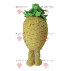 Mascotte d'ananas jaune et vert géant. Mascotte de fruit -