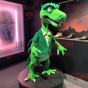 Grøn Velociraptor maskot...