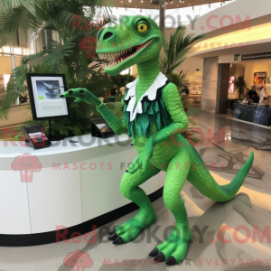Grøn Velociraptor maskot...