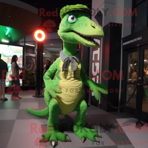 Grøn Velociraptor maskot...