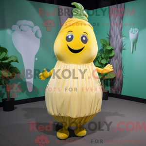 Geel raap mascottekostuum...