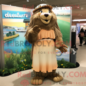 Tan Beaver mascot costume...