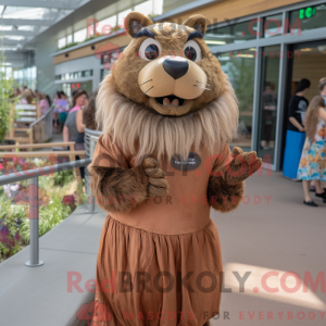 Tan Beaver maskotdraktfigur...