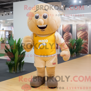 Beige Mango mascot costume...