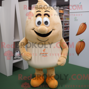 Beige Mango mascot costume...