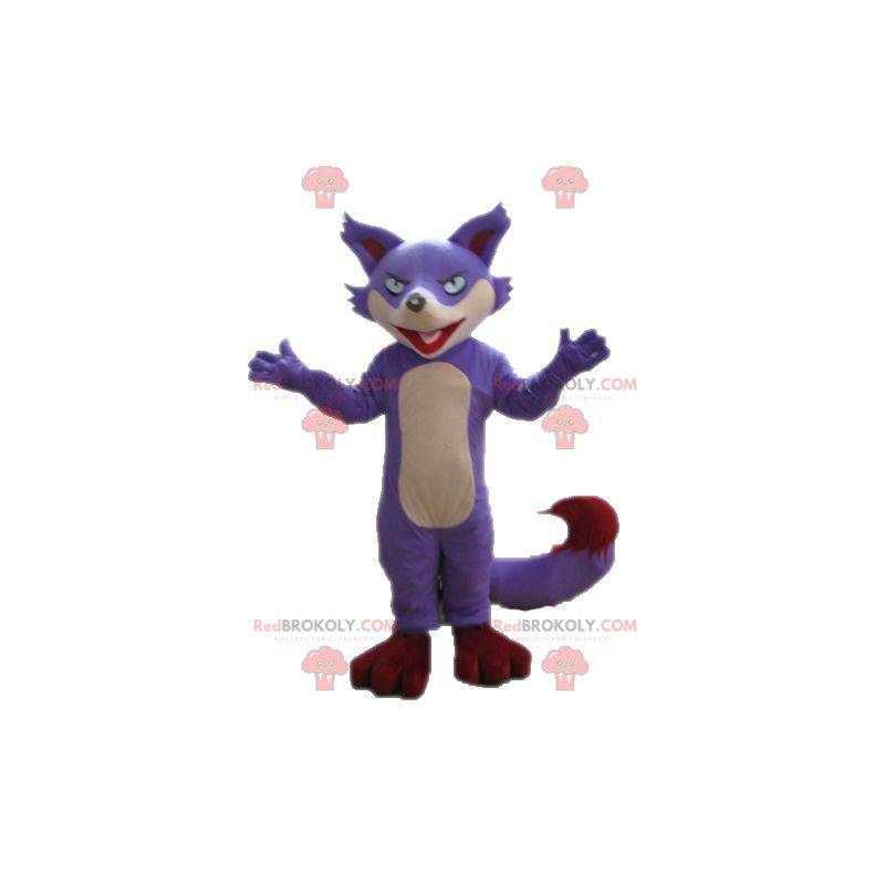 Mascote raposa bege e vermelho roxo - Redbrokoly.com