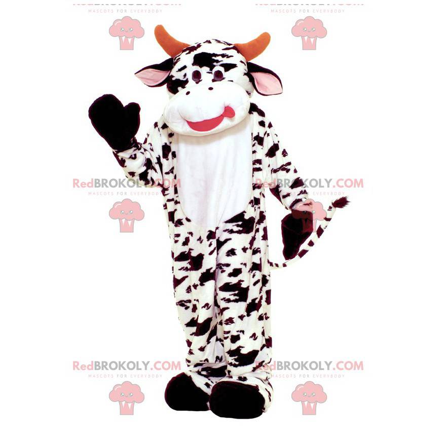 Mascotte de vache blanche tachetée de noire - Redbrokoly.com