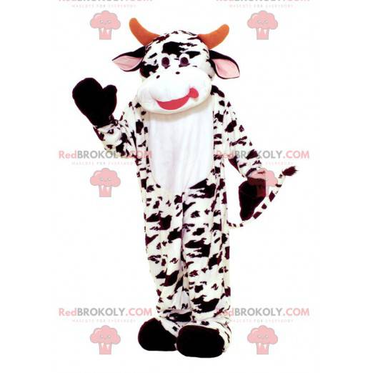 Mascotte de vache blanche tachetée de noire - Redbrokoly.com