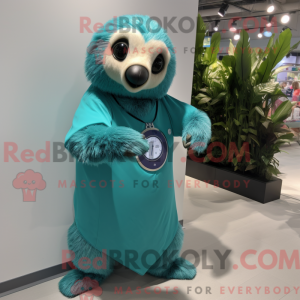 Teal Sloth Maskottchen...
