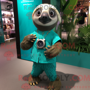 Teal Sloth maskotdraktfigur...