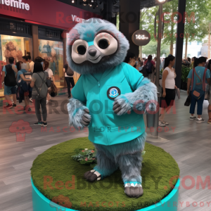 Teal Sloth Maskottchen...