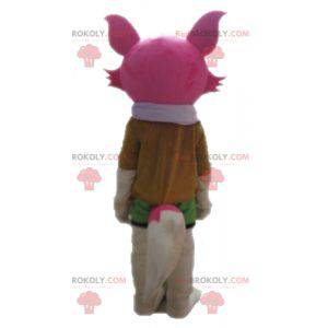 Mascot pink and white fox feminine and colorful - Redbrokoly.com