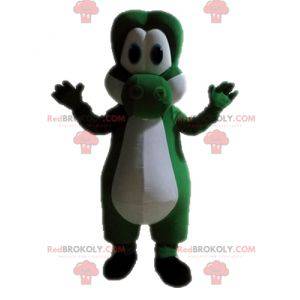 Mascotte di dinosauro verde e bianco. Mascotte di Yoshi -