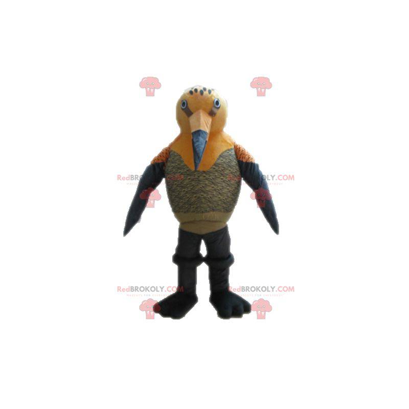 Mascotte d'oiseau orange et gris. Mascotte de colibri -