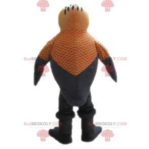 Mascotte d'oiseau orange et gris. Mascotte de colibri -