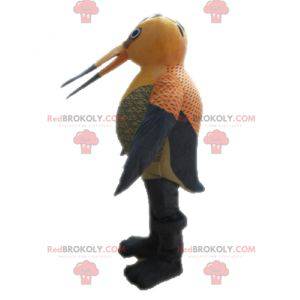 Mascotte d'oiseau orange et gris. Mascotte de colibri -