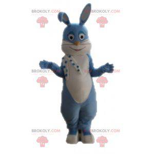 Mascota de conejo azul y blanco totalmente personalizable -