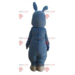 Mascote coelho azul e branco totalmente personalizável -