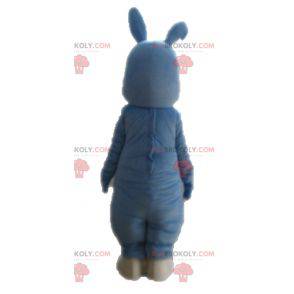 Mascotte coniglio blu e bianco completamente personalizzabile -